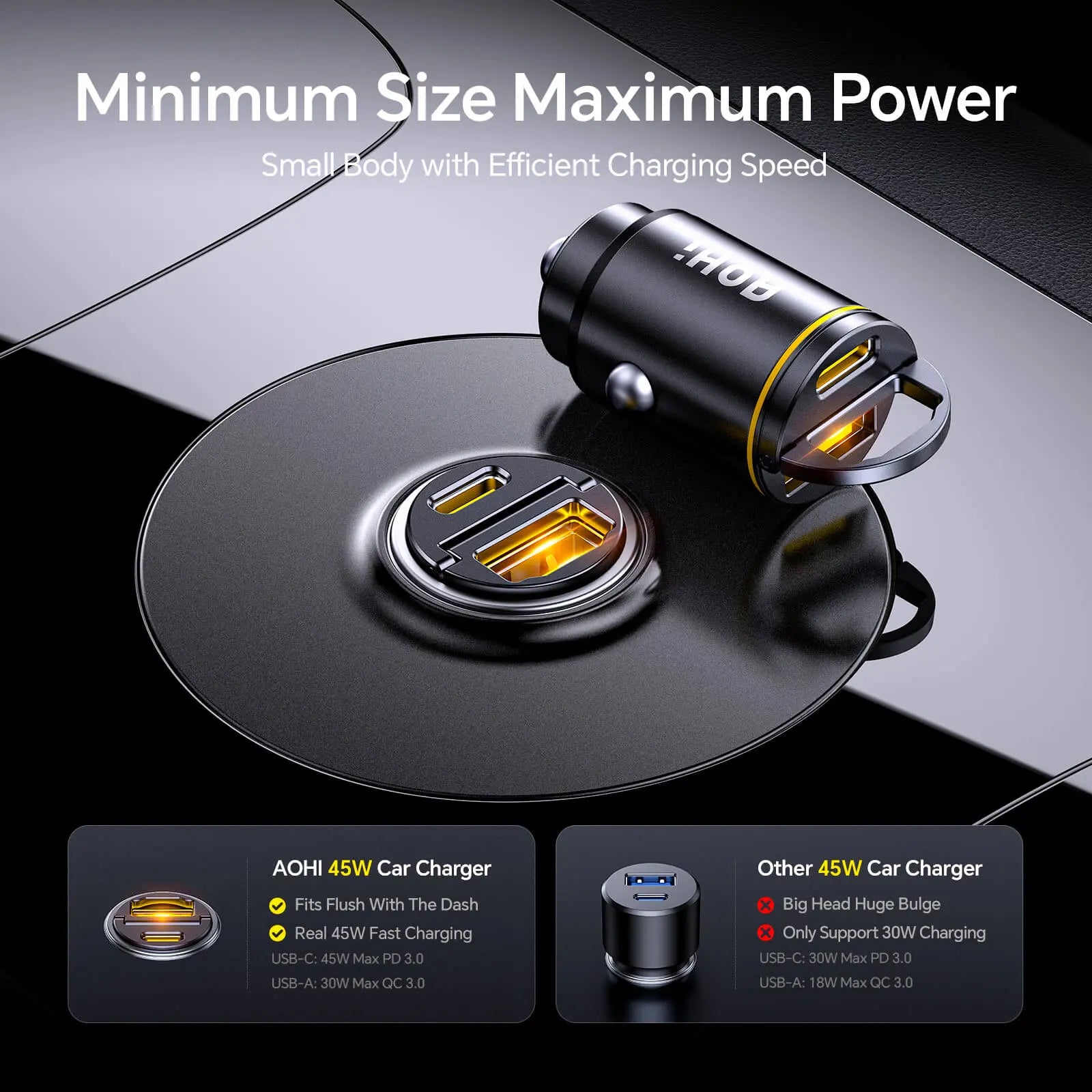 AOHI SUPERAUTO PD 45W Fast Car Charger (USB-C & USB-A) AOHi
