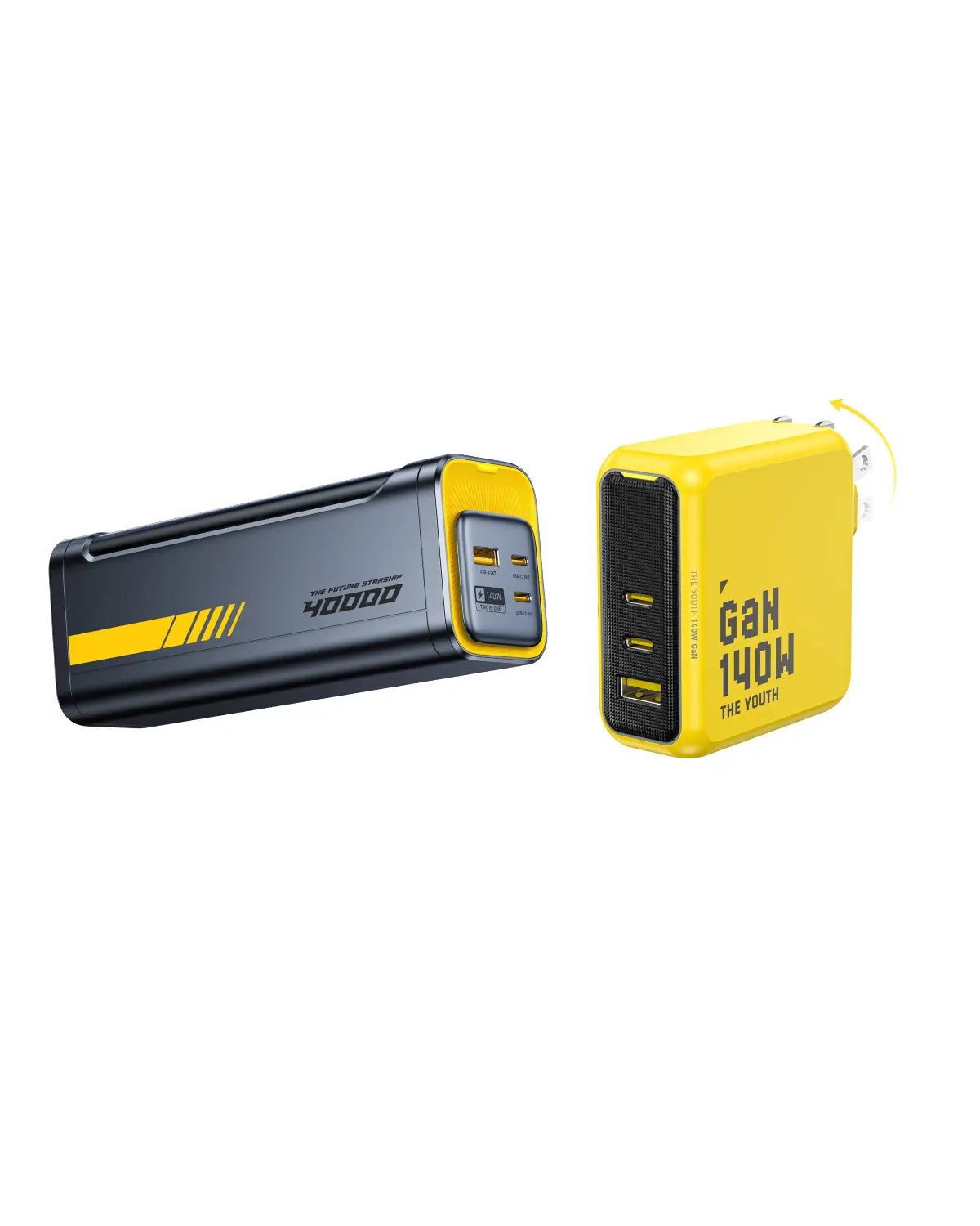 AOHI The Youth 140W PD3.1 GaN 3-Port Fast Charger with Starship 2-in-1 40000mAh 140W Power Bank - AOHi