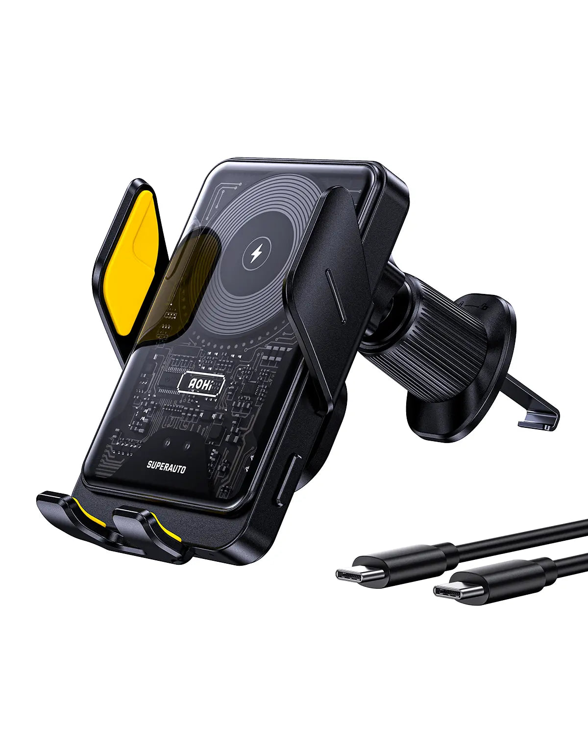 AOHI SUPERAUTO Smart Sensor Wireless Car Charger with 3.3FT C-C Cable AOHi