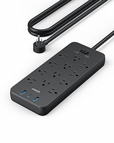 Anker Power Strip Surge Protector (2100J), 12 Outlets with 2 USB A and 1 USB C Port for Multiple Devices, 5ft Extension Cord, 20W Power Delivery Charging for Home, Office, Dorm Essential, TUV Listed