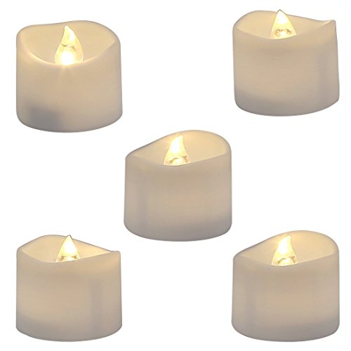 Homemory Flameless Tea Lights Candles, Last 5days Longer Battery Operated LED Votive Candles, 12 pcs Flickering Tealights with Warm White Light for Wedding, Valentine's Day, Halloween, Christmas