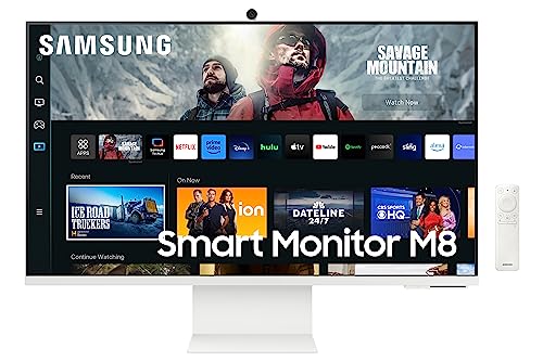 SAMSUNG 32" M80C UHD HDR Smart Computer Monitor Screen with Streaming TV, Slimfit Camera Included, Wireless Remote PC Access, Alexa Built-in (LS32CM801UNXZA),Warm White
