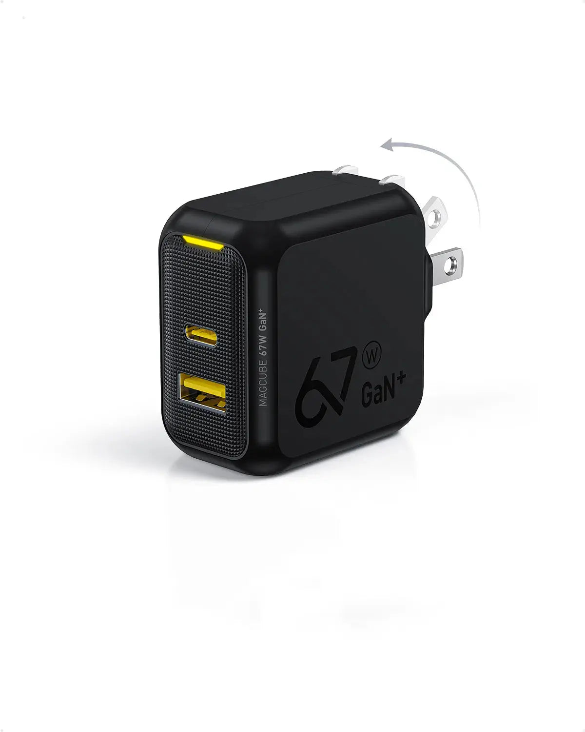 AOHI Magcube 67W Dual-Port Foldable GaN Charger with LED Cable (Yellow/Black) AOHI Tech